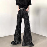 Threebooy Mens Plush Edge Jeans Hip-Hop Streetwear Fashion Vintage Y2k Dark Gothic Wide Leg Jean 2024 Autumn Male Trouser Denim Pants